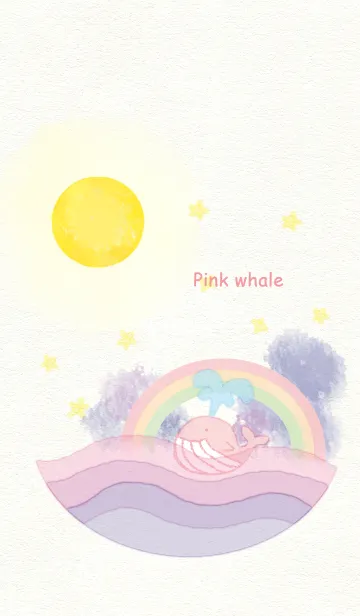 ピンクのクジラと夜の海の着せ替えメイン画像