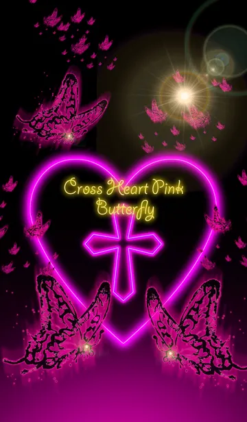 [LINE着せ替え] Cross Heart Pink Butterflyの画像1
