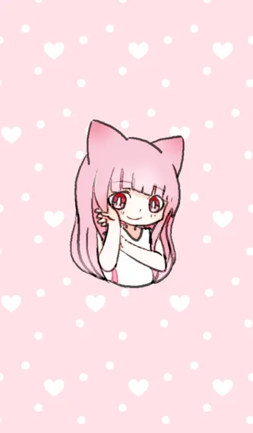 [LINE着せ替え] ピンクな猫耳少女 reの画像1
