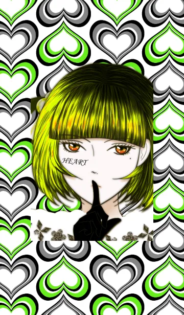 Green heart mark ＆ girlsのLINE着せ替え