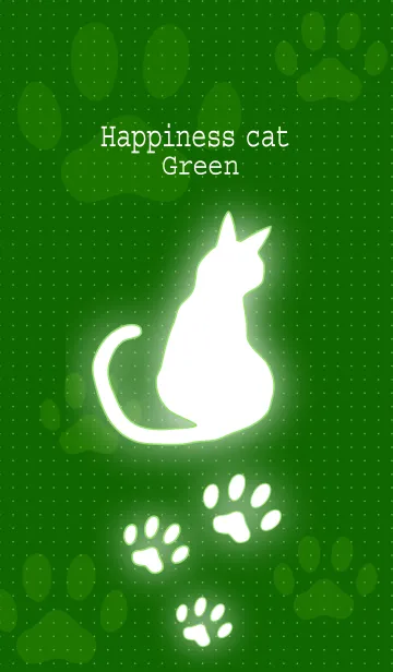 [LINE着せ替え] しあわせのネコ (Green Ver.)の画像1