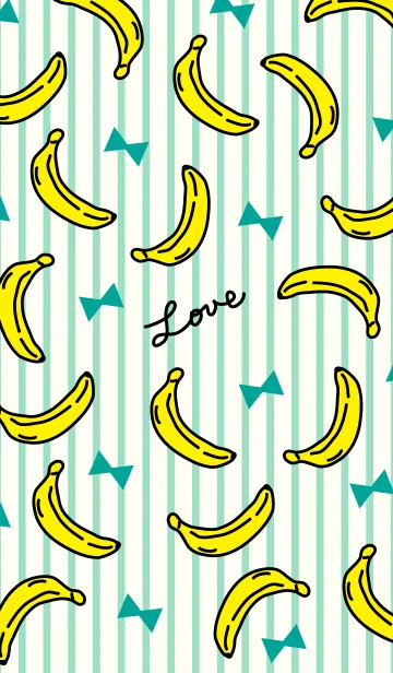 [LINE着せ替え] バナナ-エメラルドグリンリボンストライプ-の画像1