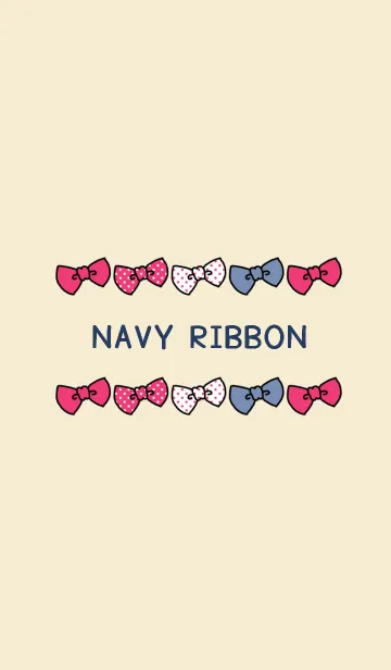 [LINE着せ替え] NAVY BEIGE ＆ PINK RIBBON.の画像1