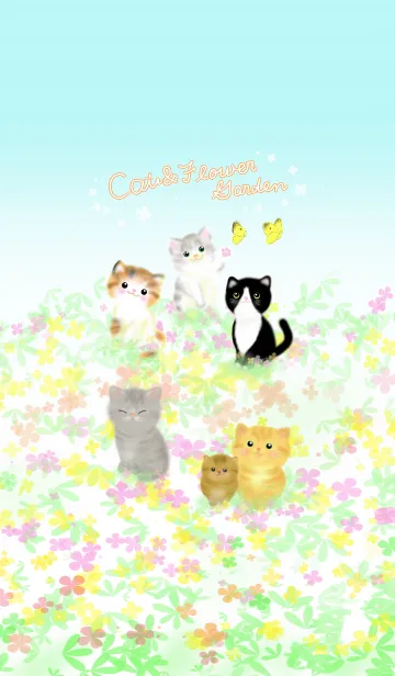 [LINE着せ替え] ♡cats ＆ flower garden♡の画像1