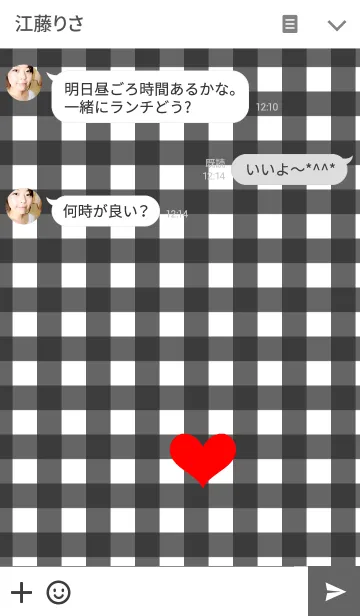 [LINE着せ替え] 人気の黒チェックとハートの画像3