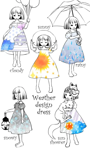お天気柄のワンピースの着せ替えメイン画像