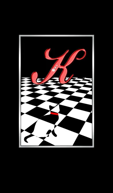 [LINE着せ替え] イニシャル K / B＆W キャットの画像1