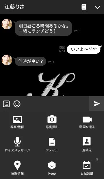 [LINE着せ替え] イニシャル K / B＆W キャットの画像4