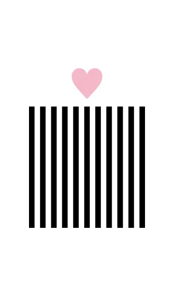 [LINE着せ替え] Black stripes ＆ pink heart.の画像1