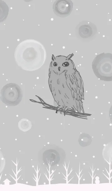 フクロウと雪の着せ替えメイン画像