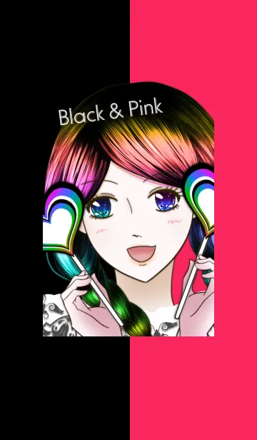 [LINE着せ替え] Fashionable girls -Black ＆ Pink-の画像1