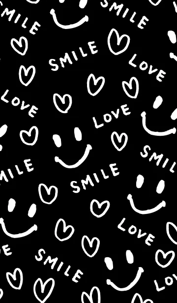 [LINE着せ替え] スマイル ラブ ハート-黒-の画像1