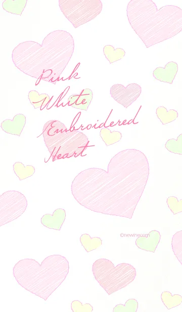 [LINE着せ替え] ピンク ホワイト 刺繍 ハートの画像1