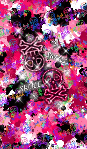 [LINE着せ替え] SKULL -Splash sparkle pink-の画像1