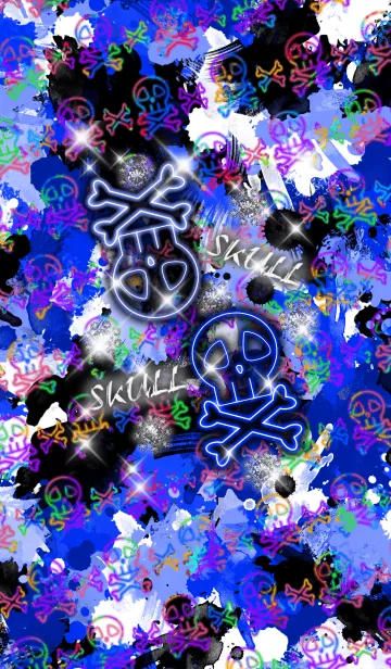 [LINE着せ替え] SKULL -Splash sparkle blue-の画像1