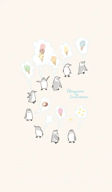 [LINE着せ替え] ペンギンとアイスクリームの画像1