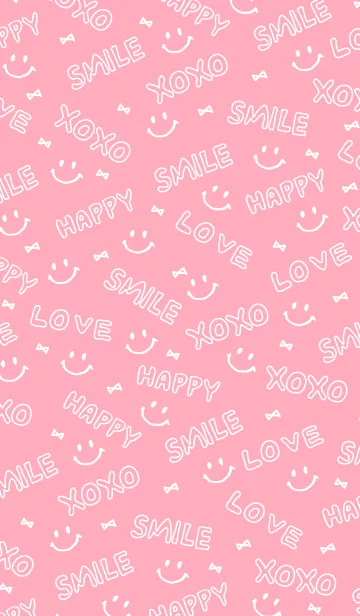 [LINE着せ替え] HAPPY SMILE XOXO LOVE リボン-ピンク-の画像1