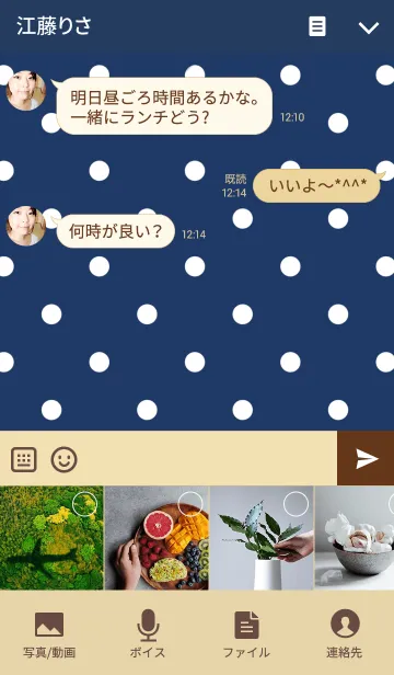 [LINE着せ替え] ネイビーdotの画像4