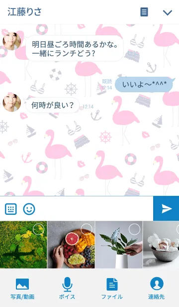 [LINE着せ替え] 夏のフラミンゴの画像4
