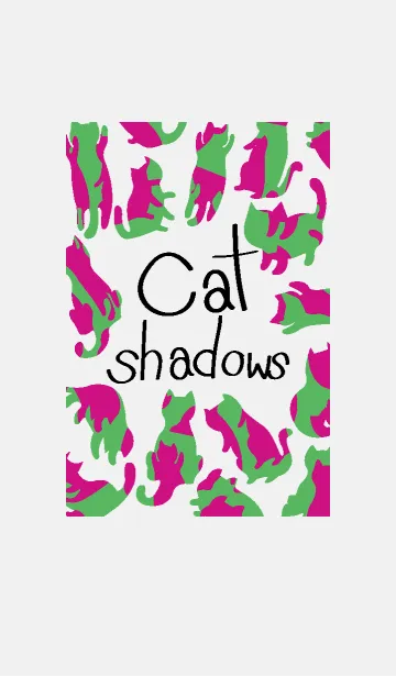 [LINE着せ替え] Cat Shadows Pattern Pink and Greenの画像1