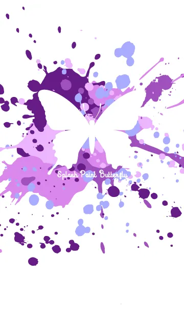 [LINE着せ替え] スプラッシュ・ペイント・蝶（紫×白）の画像1