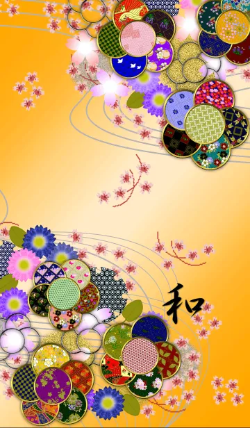 [LINE着せ替え] 和柄 花と波紋3の画像1
