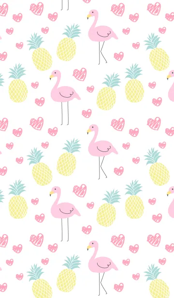 [LINE着せ替え] フラミンゴとパイナップルの画像1