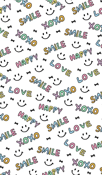 [LINE着せ替え] HAPPY SMILE XOXO LOVE リボン-カラフル-の画像1