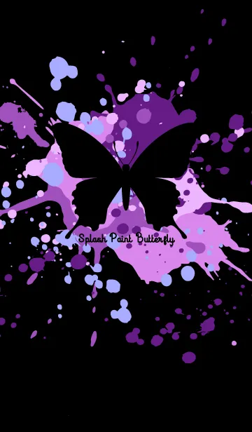 [LINE着せ替え] スプラッシュ・ペイント・蝶（紫×黒）の画像1