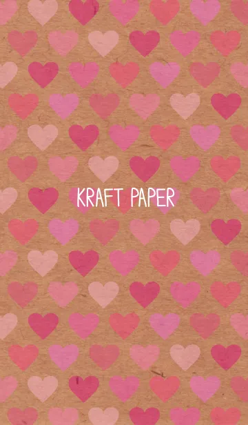 [LINE着せ替え] クラフト紙-ピンクハート-の画像1