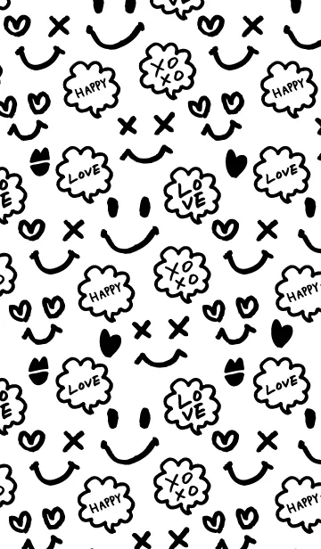 [LINE着せ替え] HAPPY LOVE XOXOスマイル-白-の画像1
