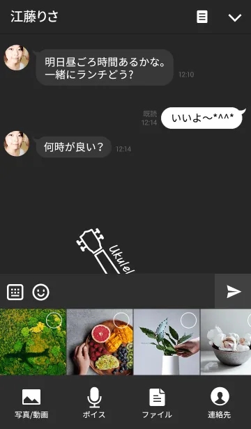 [LINE着せ替え] ウクレレ（黒い）の画像4