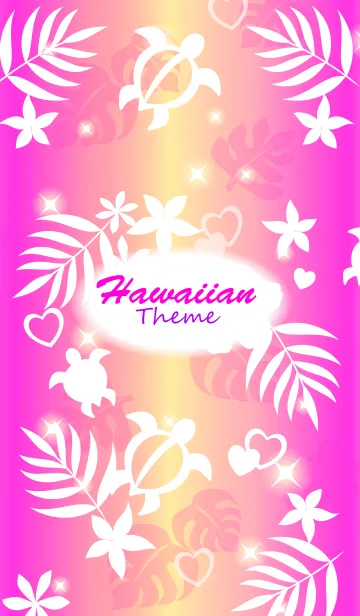 [LINE着せ替え] HawaiianTheme ハッピーハワイ柄2 ピンクの画像1