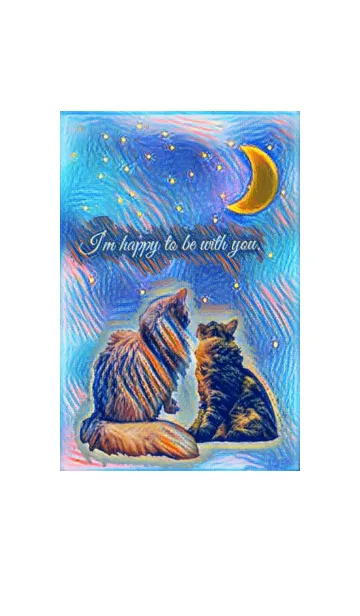 [LINE着せ替え] 猫と星空の画像1