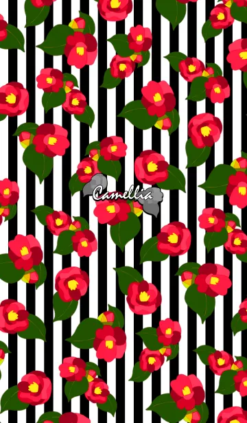 [LINE着せ替え] 赤の椿 -Retro modern stripe-の画像1