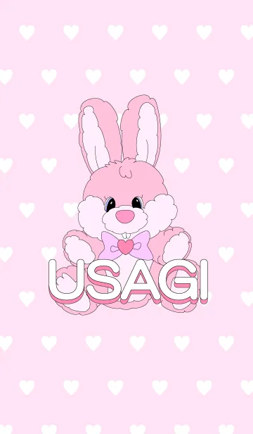 [LINE着せ替え] うさぎとハートの着せかえピンクの画像1