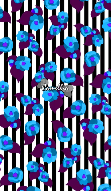 青の椿 -Retro modern stripe-の着せ替えメイン画像