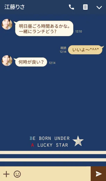 [LINE着せ替え] ラッキースター2（ネイビー×ベージュ）の画像3