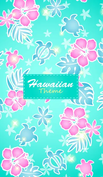 HawaiianTheme ハッピーハワイ柄7 ミントの着せ替えメイン画像