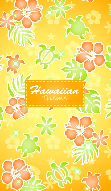 [LINE着せ替え] HawaiianThemeハッピーハワイ柄10 オレンジの画像1