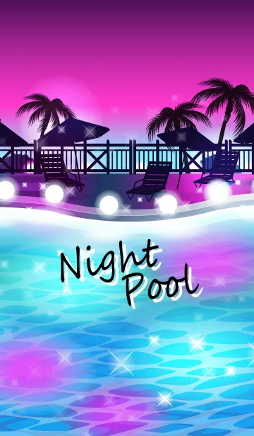 [LINE着せ替え] Night Poolナイトプールのキラキラ着せかえの画像1