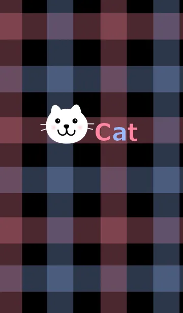 [LINE着せ替え] 白ネコとハートとチェックの画像1