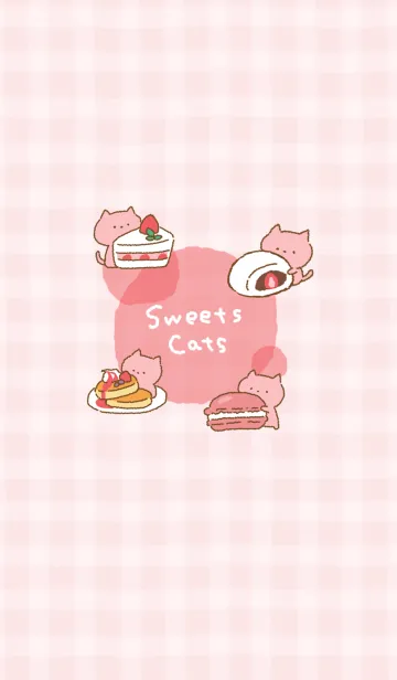 [LINE着せ替え] Sweets cats -いちご-の画像1