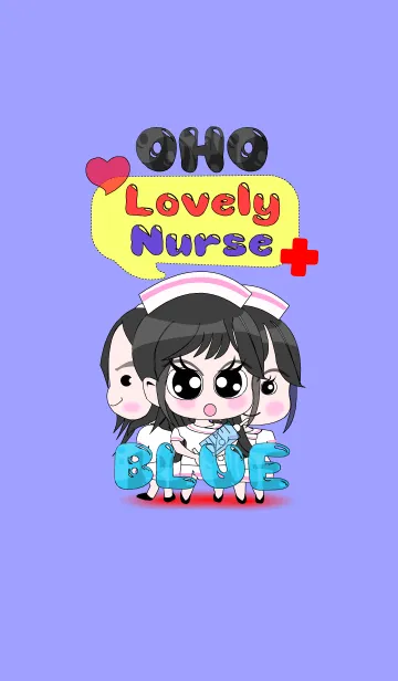 [LINE着せ替え] かわいい女の子の看護婦の青の画像1