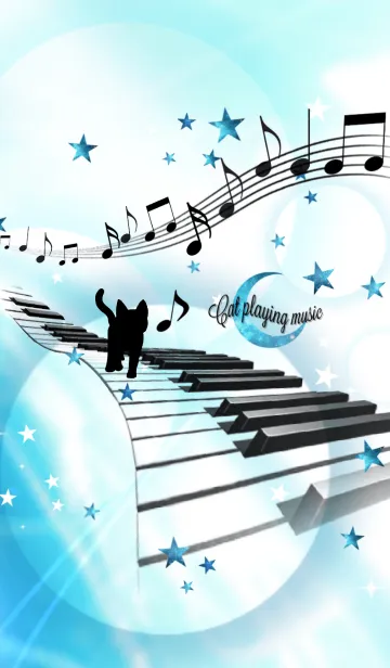 [LINE着せ替え] Cat Praying Music Piano Ver.5の画像1