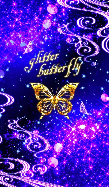 [LINE着せ替え] glitter butterfly -gold-～キラキラ蝶～の画像1