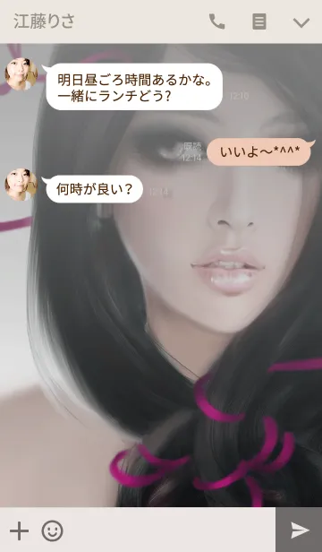 [LINE着せ替え] Girl with Pink ribbonの画像3