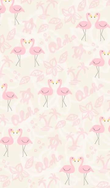 [LINE着せ替え] アロハフラミンゴ-ピンク-の画像1