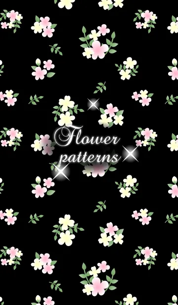 [LINE着せ替え] 大人可愛いヴィンテージフラワー-黒+ピンクの画像1