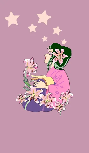 [LINE着せ替え] Girl with lilyの画像1